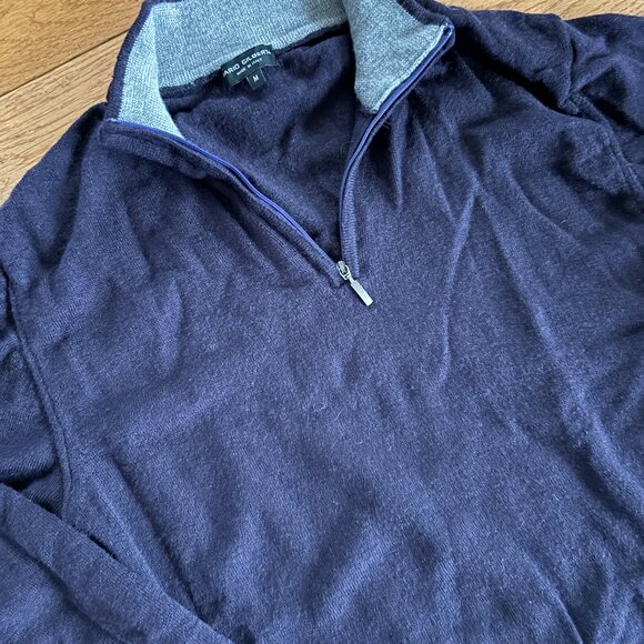 Mario Gilberti Sweater Mens M 1/4 Zip Extra Fine Merino Wool Italy Purple *READ* - Picture 1 of 8